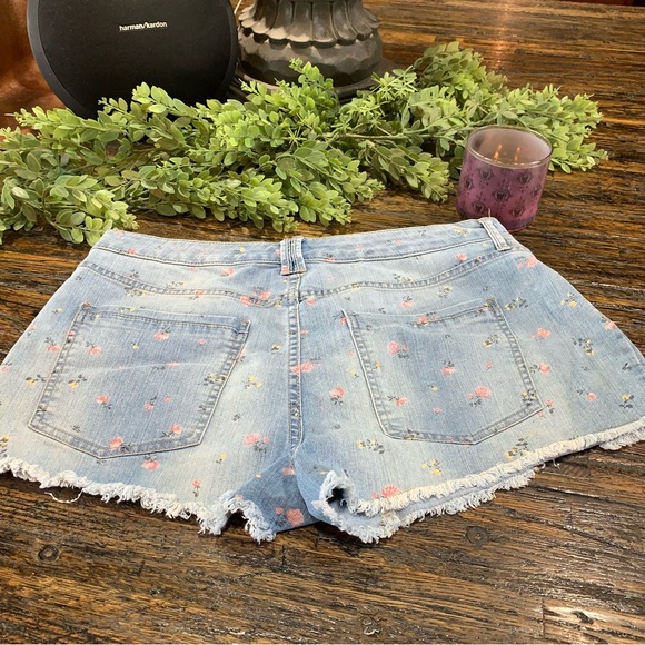 Cheeky High Waist Blue Jean Shorts Spandex Floral Cute 18 Frayed Wild Fable - Picture 5 of 15